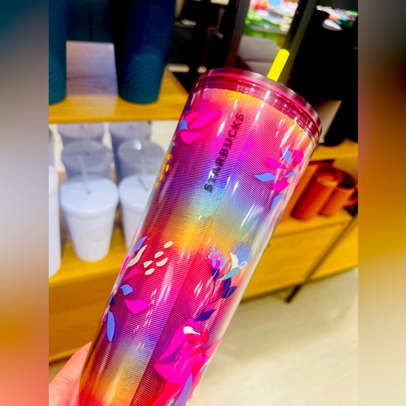 Starbucks Rainbow Floral Cold Cup Ombre Iridescent Venti Tumbler 24oz NWT 2024 - Picture 10 of 12